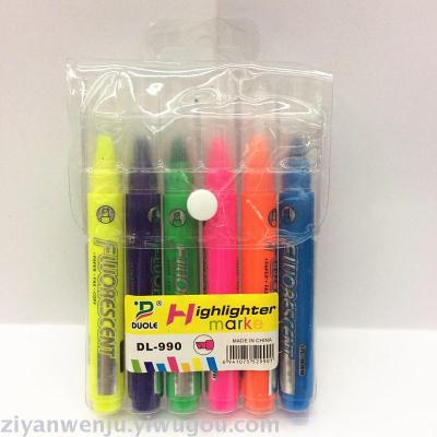 Highlighter 6 color PVC bag for marking pen