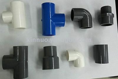 PVC Pipe Fitting Gray White Outer Screw Direct Elbow Tee Direct