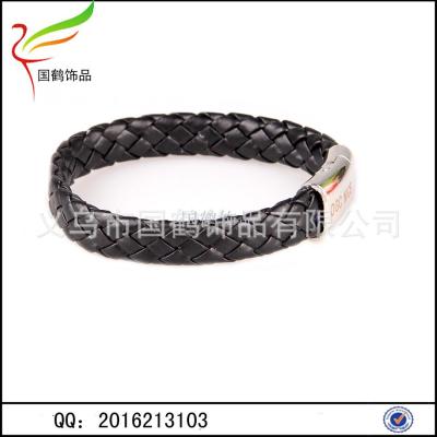 Alloy Leather Bracelet Custom Logo woven Bracelet