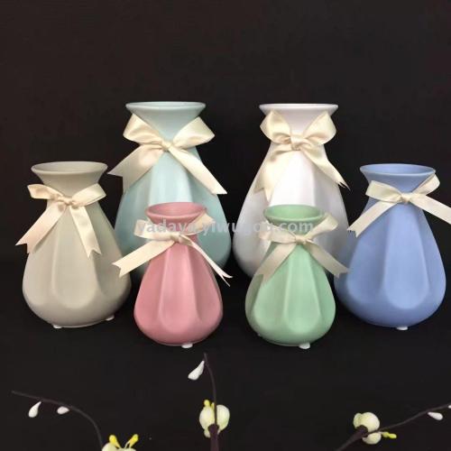 Home Small Vase Decoration Color Bow Modern Simple Flower Arrangement Ceramic Fresh Flower Ware