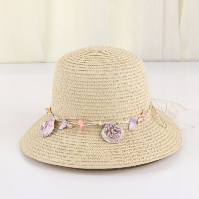 Summer 2017 new style shade sunhat female fur shell decoration straw hat basin hat hat