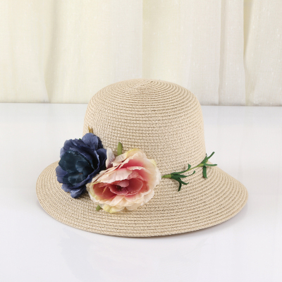 Summer 2017 new style shade sunhat straw hat women fashion large flower sunblock hat basin hat hat