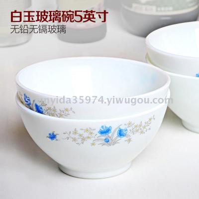 Opal Glassware Jade Porcelain Tempered Glass Bowl Heat-Resistant Glass Porcelain Tableware
