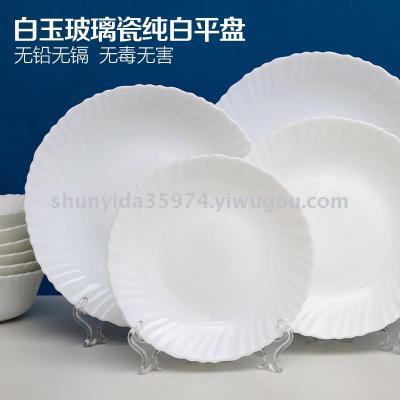 White jade porcelain milky white heat resistant tempered glass tableware green products