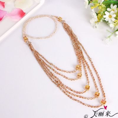 Multi-Layer Crystal Necklace New Sweater Chain