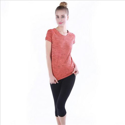 Spring and Summer Short-Sleeved Sports T-shirt Women's Fitness Clothes Quick-Drying Top Yoga Clothes Short-Sleeved