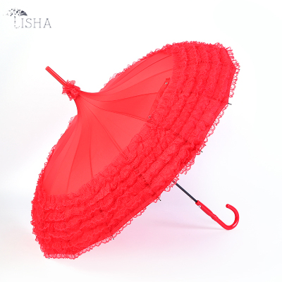 Wedding umbrella big red lace umbrella