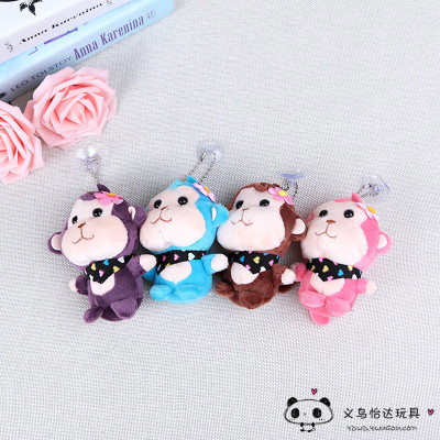 Cartoon monkey dolls plush toys color scarves monkey key chain phone bag pendant