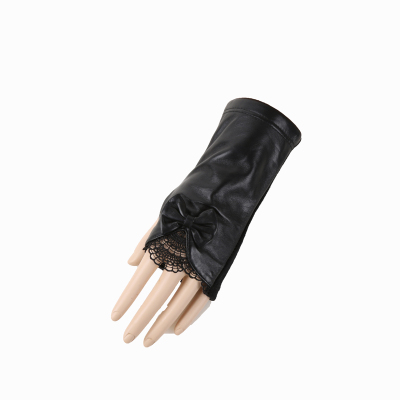 Tiger king 2017 new women's lace sheepskin fashion half-finger gloves