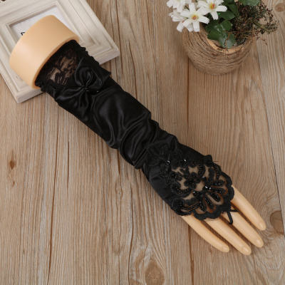 Women Evening Dresses Gloves Black and White Lace Gloves