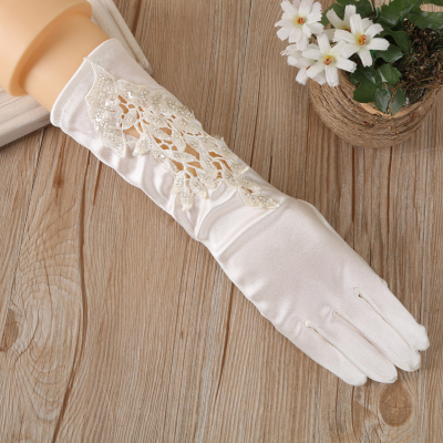 Women's White Evening Dress Gloves White Cut Pattern Gloves