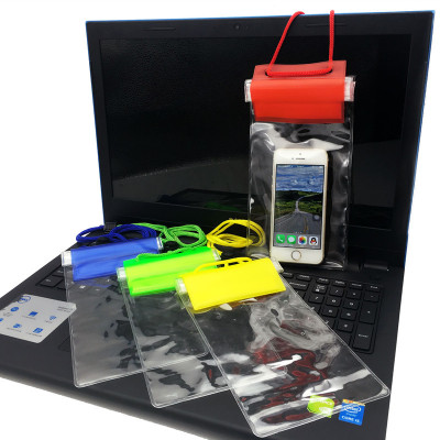 Spot transparent PVC mobile phone waterproof bag three sealing waterproof bag to hang the neck bag of apple huawei