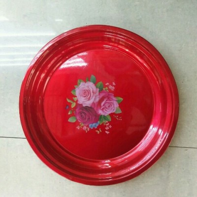 Red tea plate 30cm painted iron plate fruit plate