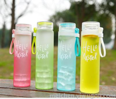 Creative gradient glass frosted colorful cups high temperature portable cup advertising cup custom