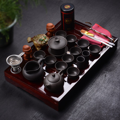 Yixing Zisha Kung Fu tea set of ceramic gifts Zisha solid wood tea sets set tea