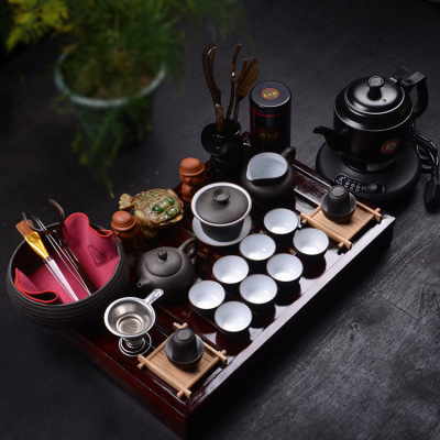 Yixing Zisha tea set of kung fu gift sets electric kettle tea tray tea sets