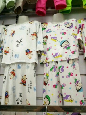 Summer air conditioning service children in cotton cuff Capris pajamas