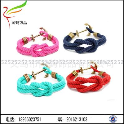 Fashion hand weaving boat anchor cotton thread bracelet hook hook ring