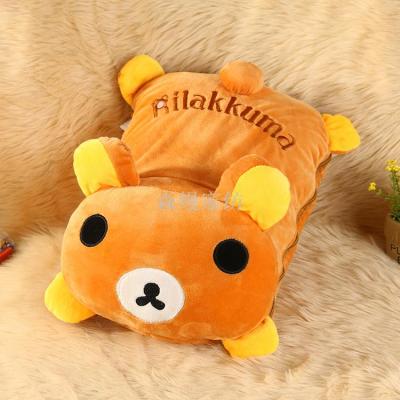 Cartoon Bear Pillow and Blanket Office Nap Lunch Break Pillow Flannel Plush Authentic New