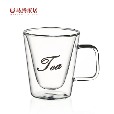 Borosilicate Heat-Resistant Double-Layer Cup Insulated Tea Cup Tea Set Double Layer Green-Tea Cup Square Handle Glass