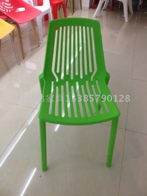 All-Plastic Dining Chair Casual Backrest Armchair Hotel Chair New Hollow-out Conference Chair All-Plastic Vertical Bar Hollow-out Chair