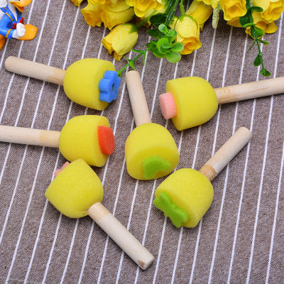 DIY kindergarten doodle tool painting brush round wooden handle sponge painting brush