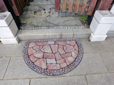 60 * 90cm stone pattern flocking semi-circular mat mat door mat mat