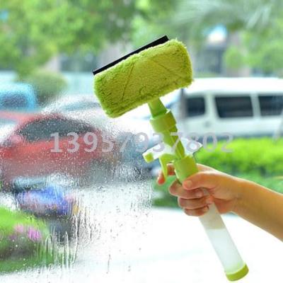 Double - sided glass cleaner multi - function telescopic handle glass cleaning scraping can be sprayed windows