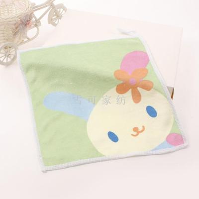 Export ultra-fine fiber small square 25 * 25 cartoon printing children's small towel saliva towel