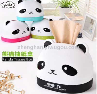Living Room Tissue Box Lovely Cartoon Panda Pumping Box Plastic Restaurant Extractable Paper Towel Storage Box