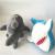 19 cm plush shark toy car with a small doll, small grab doll