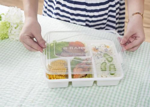 sealed rectangular compartment lunch box large plastic multi-grid student lunch box microwave oven four-grid protection