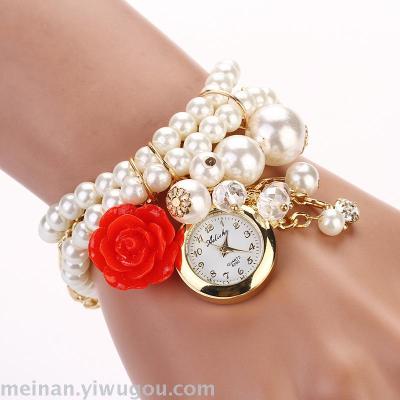 2017 selling trend pearl watch new roses ladies wristwatch bracelet watch