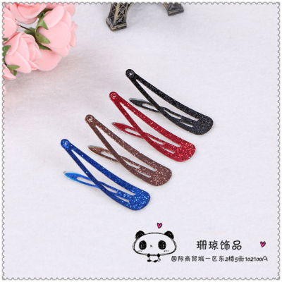 Multi - color powder plus green onion shiny BB clip manual hair clip ornaments