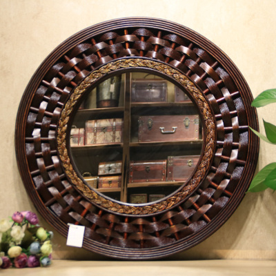 Hot-Selling Retro Southeast Asian Style Handmade Bamboo Frame Hanging Mirror 09-161201