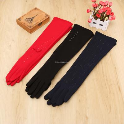 Autumn and winter fashion ladies long warm and full finger touch screen gloves.