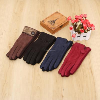 Autumn and winter fashionable men and women monochrome warm and velvet gloves are all touch screen gloves.