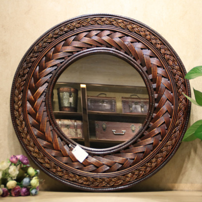 Hot-Selling Retro Southeast Asian Style Handmade Bamboo Frame Hanging Mirror 09-161202