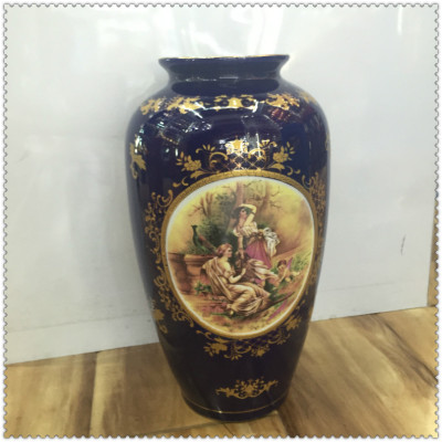 The new ceramic vase home furnishings treasure blue retro vase