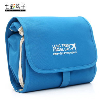 Travel cosmetic bag can be folded three-piece package multi-function wash package solid color