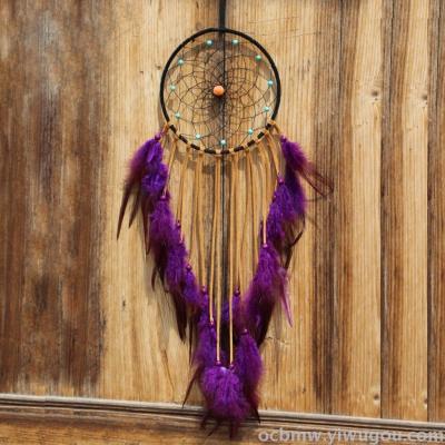 Indian Purple Feather Dream Catcher Hanging Ornament Bohemian Dreamcatcher