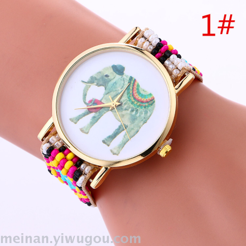 wish hot bracelet watch korean style hand-woven rice bead watch