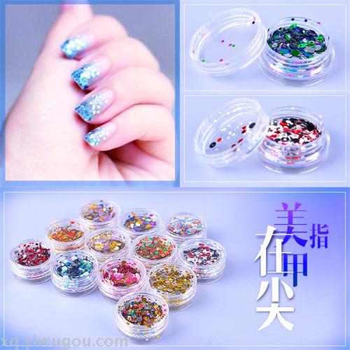 Wandefu Manicure Set Beautiful Starry Sky Color Slice Onion Powder Aurora Piece