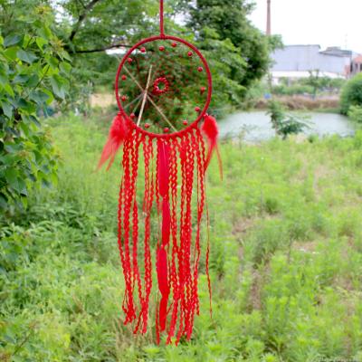 Original Bohemian Style Dream Catcher Natural Gravel Red Ribbon Wedding Celebration Decoration