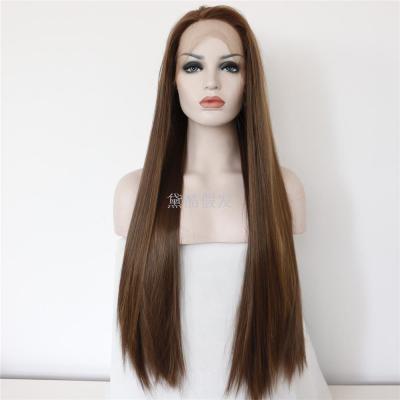 Dyed lace wig female long straight hair daikuo hand woven lace wig can be dyed perm set
