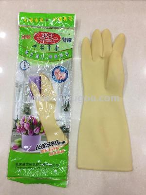 Latex Gloves Deng's 38cm Natural Color Gloves Dishwashing and Washing Household Rubber Gloves