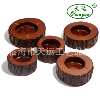 Factory Direct Sales Super Low Price Hot Sale Hotel Household Art Red Tree Leather Ashtray Original Wood Ashtray