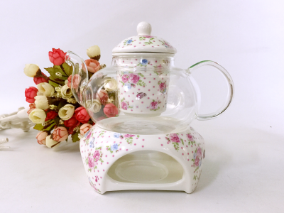 Ceramic glass flower teapot afternoon tea cup fruit fruit fruit teapot heat - resistant candle heating