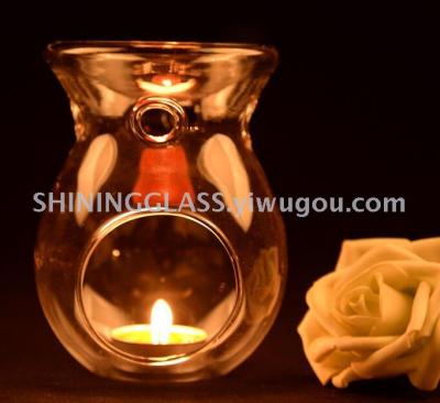 Heat - resistant glass Fragrance  burner  with hole  high - borosilica candle holder artificial blown