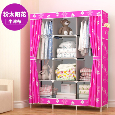 Oxford cloth wardrobe simple folding cloth wardrobe combination steel frame reinforced wardrobe large